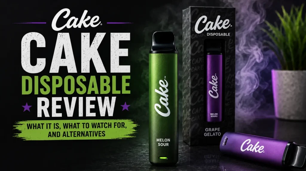 Cake disposable review featuring THCA, HHC, and Delta-8 vapes