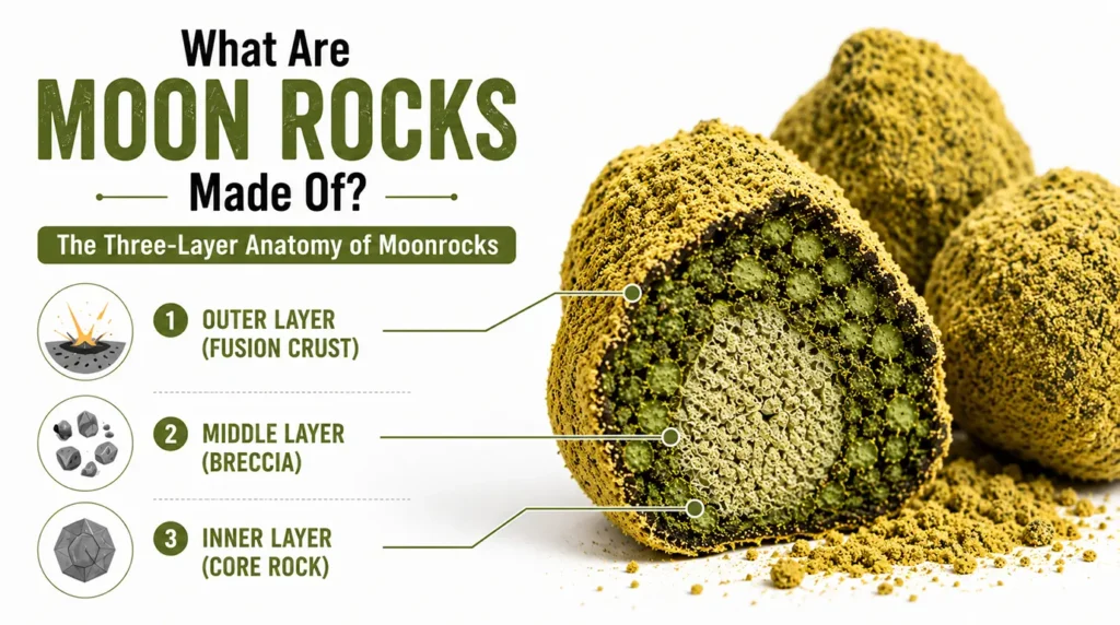 Close-up of cannabis moon rocks showing flower coated in concentrate